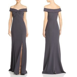 Aidan Mattox gray evening gown maxi NWT
